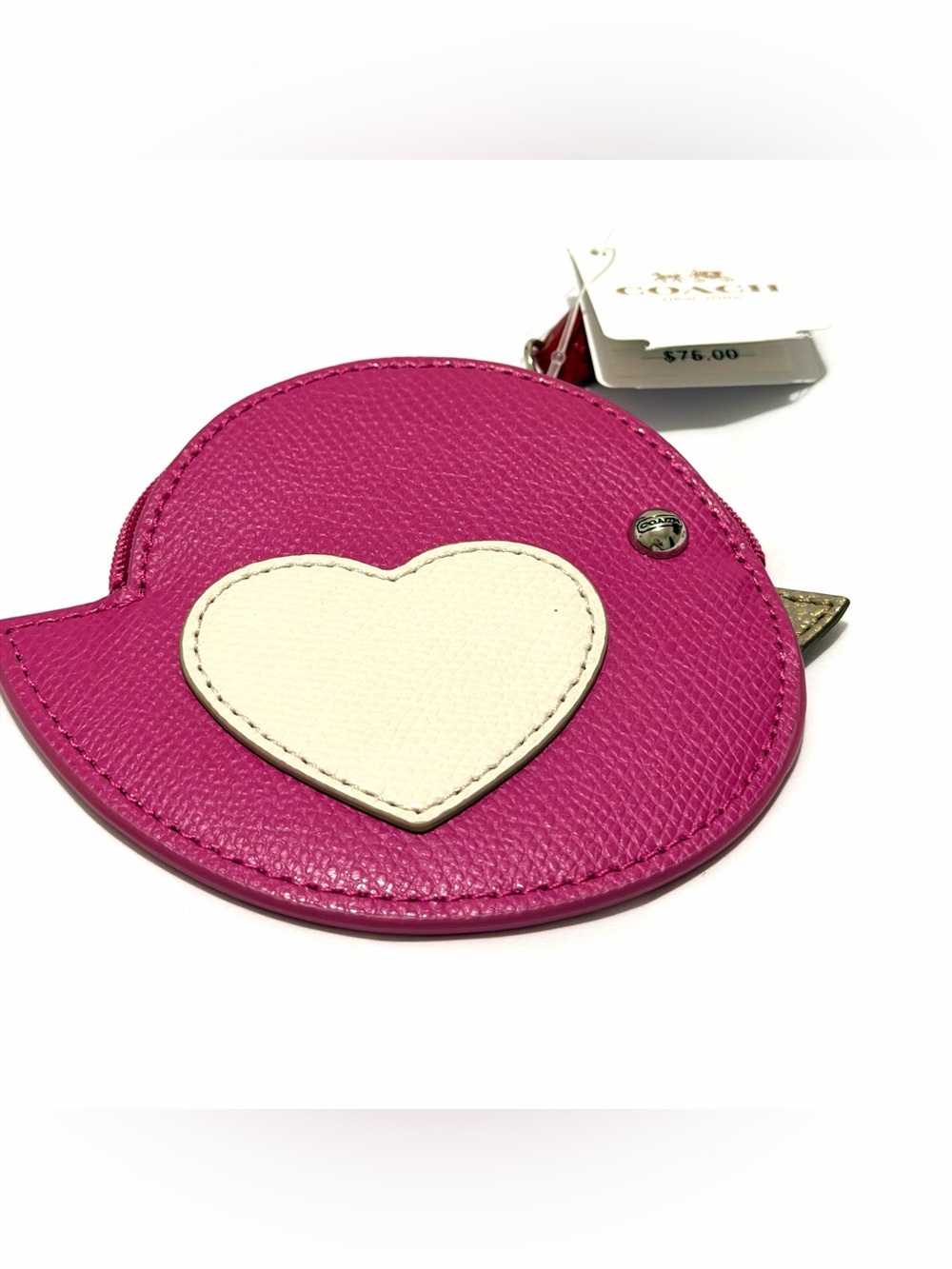 Coach Pink Coin Pouch with Cream Accent and Gold Hardware